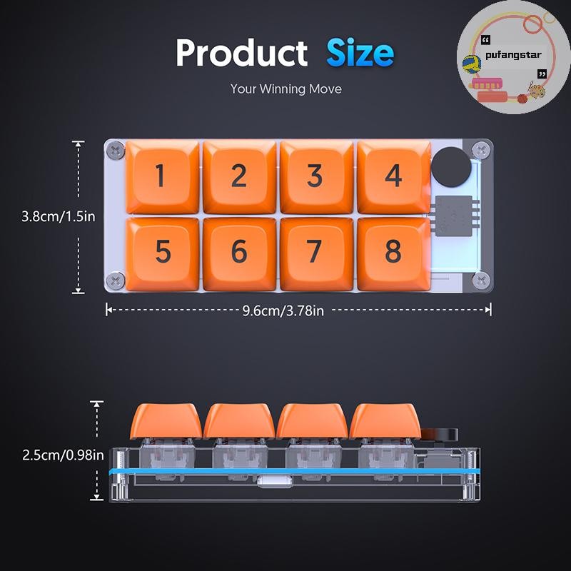 Pufangstar 8 Key ปุ่มลัดมาโครตั้งโปรแกรมได้ Fully Hot Swappable Mechanical Gaming อุปกรณ์เสริมคอมพิวเตอร์ชิ้นเดียว TH - รูปที่ 3