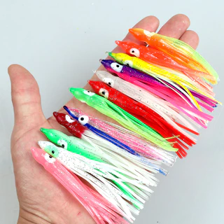 5ชิ้นตกปลาล่อกระโปรงปลาหมึกเรืองแสงในที่มืด5เซนติเมตร/9เซนติเมตร/12เซนติเมตรส่องสว่างปลาหมึกกระโปรง หลอก ล่อพลาสติกอ่อนตกเหยื่อ
