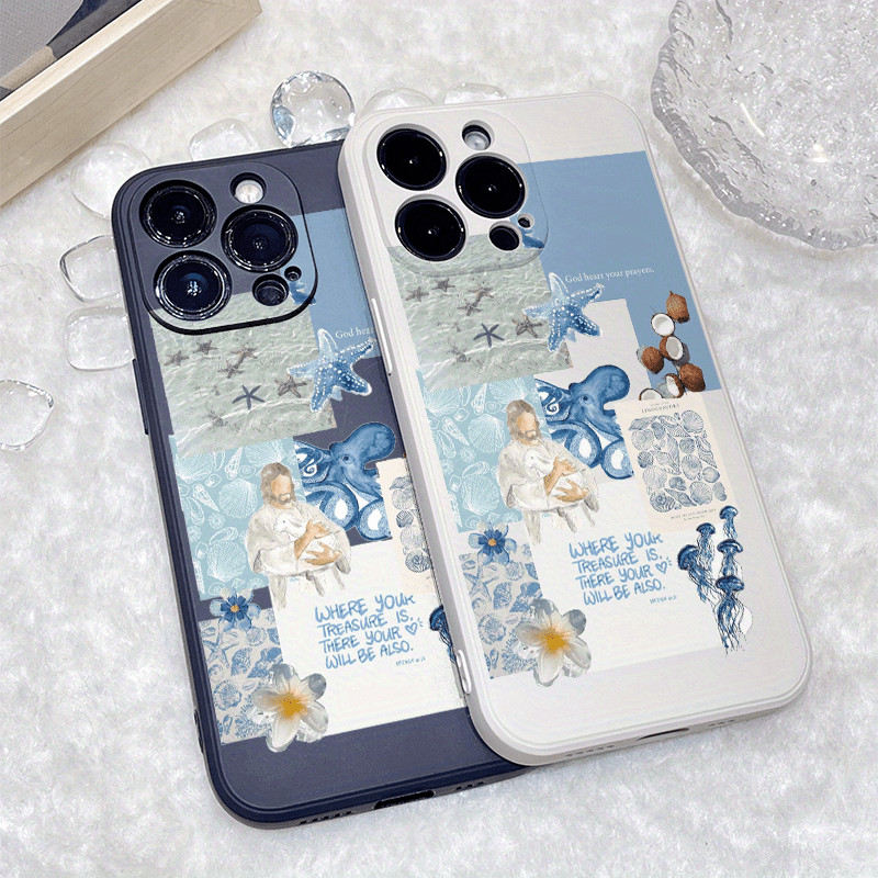 เคสโทรศัพท์แบบคอลลาจแบบคริสเตียนเคสป้องกันแฟชั่นกันกระแทกสำหรับ iphone16pro Max 16PLUS 16pro 16 15 1