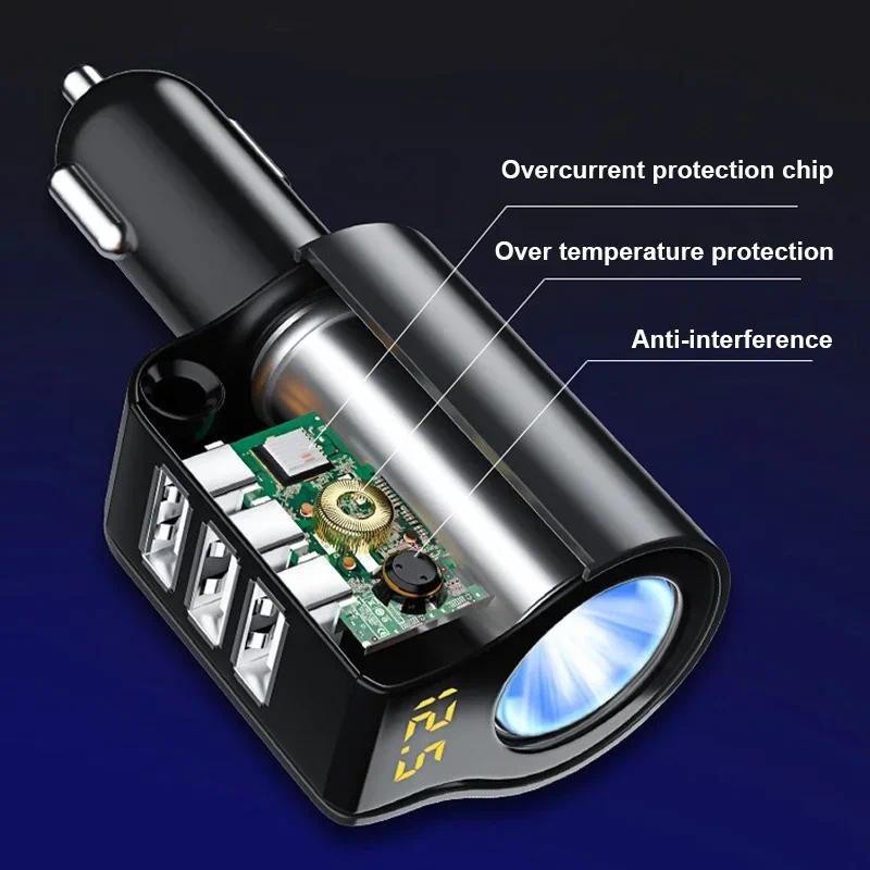 96w QC3.0 3.1A USB Car Charger 3 พอร์ต 12-24V ไฟแช็ก Super Fast Socket Adapter จัดแต่งทรงผม ราคา ถูกที่สุด ดีลบีเคเค แกลเลอรีภาพที่ 2