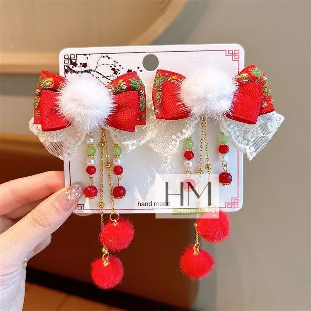 ใหม่ กิ๊บติดผมตรุษจีน กิ๊บสีแดงอาหมวย  เครื่องประดับผมเทศกาลตรุษจีน - รูปที่ 5