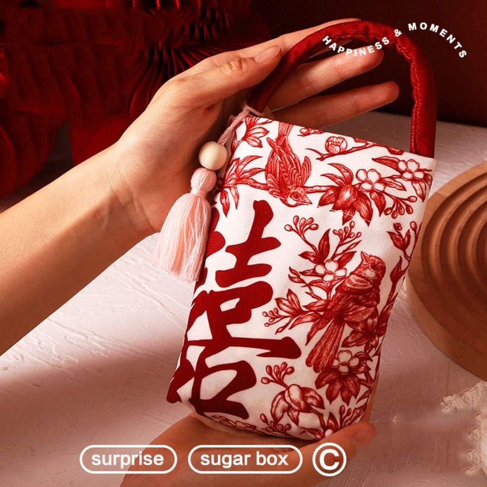 ฟลักซ์โซ ถุงน้ําตาลงานรื่นเริง,ผีเสื้อกล้วยไม้ดอกไม้จี้สไตล์เกาหลีข้อมือมือกระเป๋า,แบบพกพาเครื่องประดับบรรจุถุงถุงเก็บดอกไม้ผ้าใบปมข้อมือกระเป๋าหญิง/เ - รูปที่ 3