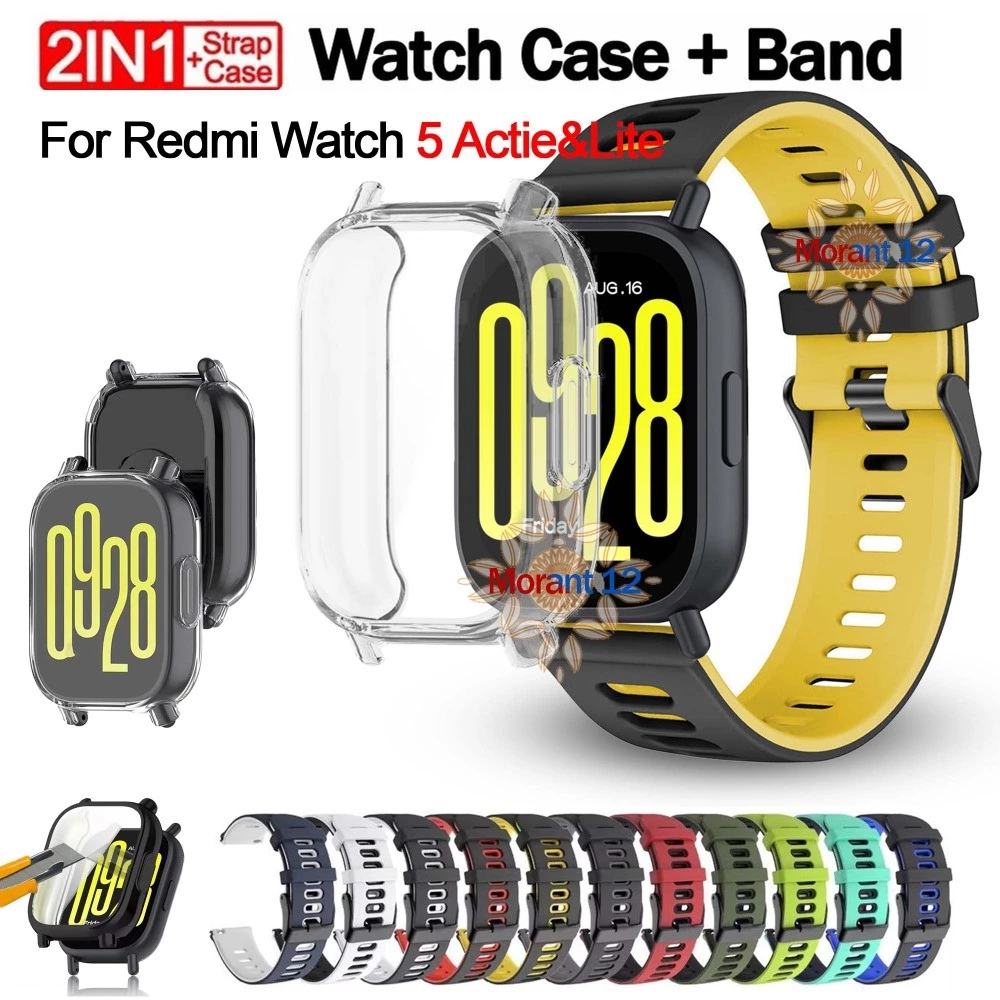 เคส TPU + สายซิลิโคนสําหรับ Xiaomi Redmi Watch 5 Active & 5 Lite ป้องกันหน้าจอสําหรับ Mi Watch 5 Active Lite