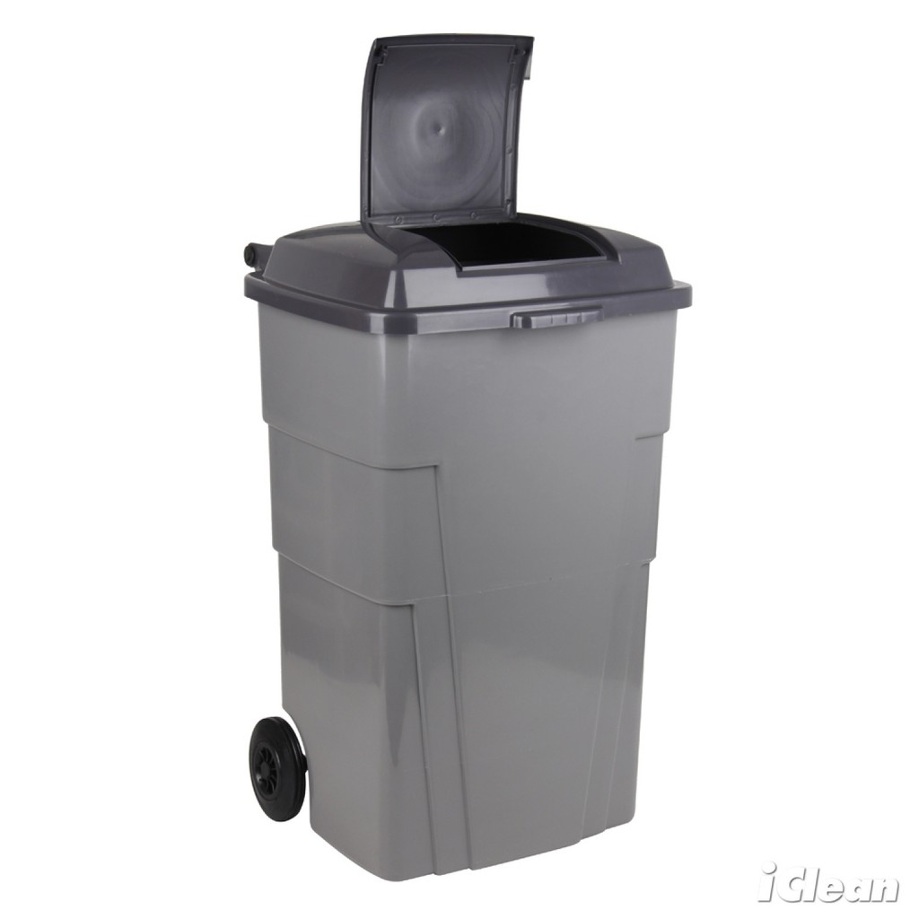 GlobalHouse ICLEAN ถังขยะฝาเปิด-ปิดทรงเหลี่ยม 100 ลิตร ขนาด 50x43x81 ซม. รุ่น TG51802 สีเทา สินค้าของแท้คุณภาพดี