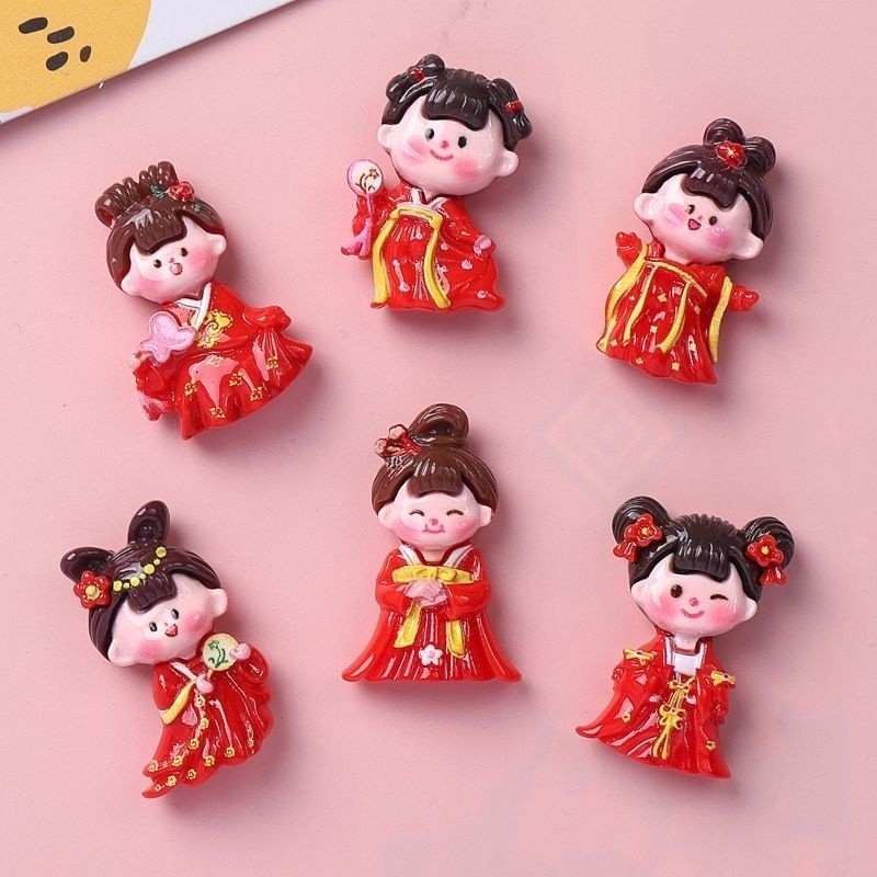 [100มีในสต็อก] ชุดโบราณปีใหม่ลายการ์ตูนสดใสเครื่องประดับเรซิน DIY ขนาดเล็กเครื่องประดับกิ๊บติดผมแฮนด์เมดเคสโทรศัพท์แก้วน้ำเครื่องประดับศีรษะ