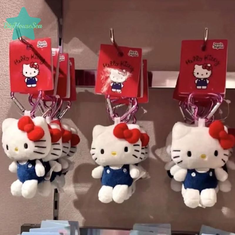 SANRIO [BigHouseSea] 10 ซม.Sanrio Hello Kitty พวงกุญแจตุ๊กตา Kawaii การ์ตูนหัวใจหัวเข็มขัดตุ๊กตาของเล่นจี้น่ารักกระเป๋าเป้สะพายหลังเครื่องประดับของขวัญ Charm ใหม่