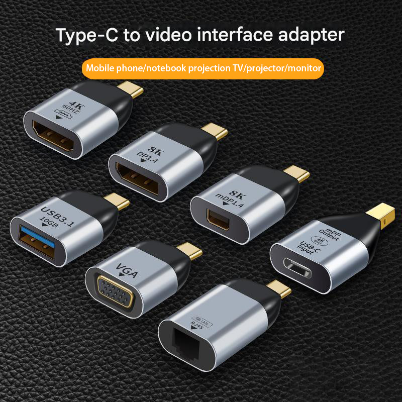 Usb C ถึง DP/Mini DP/VGA/RJ45/อะแดปเตอร์ที่รองรับ HDMI USB Type C 8K/4K/1080P วิดีโอ 1000Mbps Lan Ethernet Converter สําหรับ Macbook