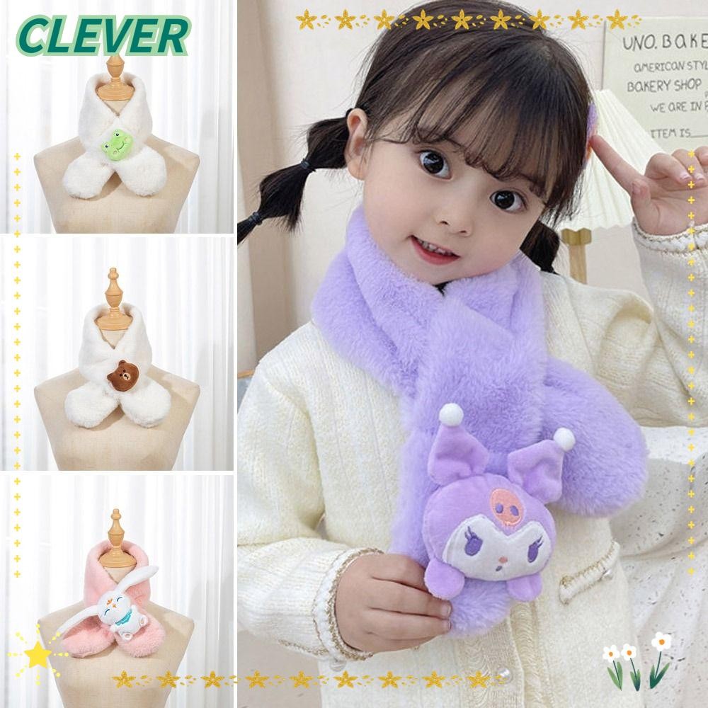 Clever ปลอกคอกันความเย็น, ความอบอุ่นผ้าพันคอขนสัตว์เทียมการ์ตูนหนา, ผ้าพันคอตุ๊กตาห่อฤดูใบไม้ร่วงและฤดูหนาว