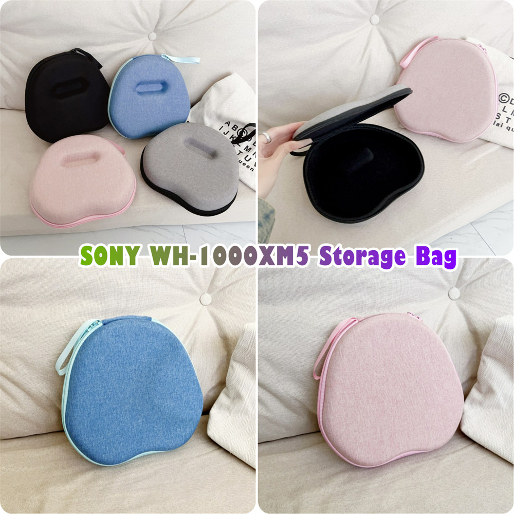 Case Homefor SONY WH-1000XM5 เคสหูฟังแฟชั่น Blue Earpads กระเป๋าเก็บชุดหูฟังปลอกกล่อง
