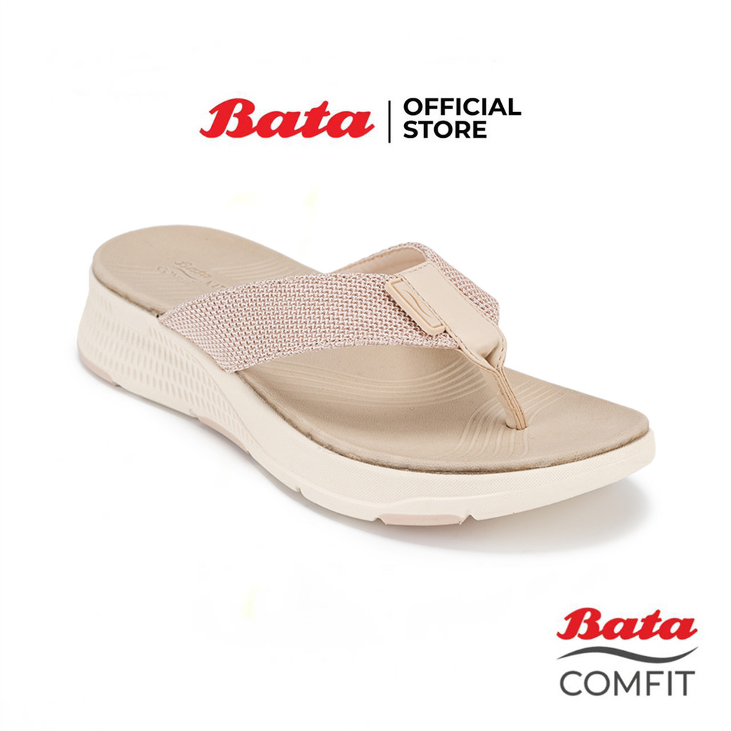 Bata บาจา Comfit รองเท้าเพื่อสุขภาพหูหนีบ เทคโนโลยี Naturfit สำหรับผู้หญิง รุ่น CHIYES สีเขียว 6017142 สีเบจ 6018142