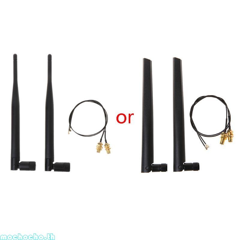 Mochocho 2 x 6dBi 2 4GHz 5GHz Dual Band WiFi RP-SMA เสาอากาศหญิง + 2 x RP-SMA สาย IPEX