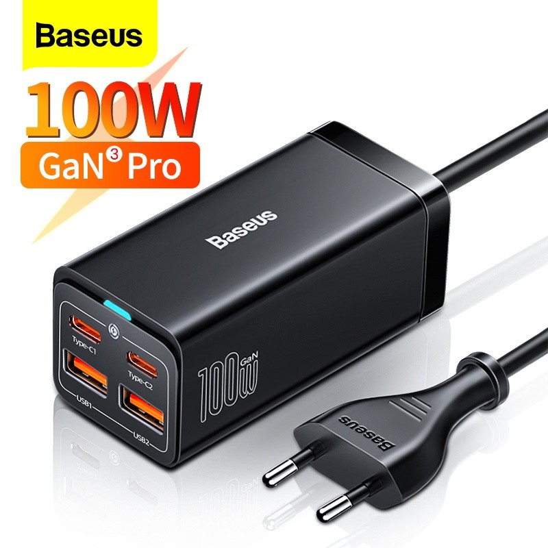 (สต็อกในพื้นที่) Baseus GaN 100W 65W Desktop Charger Quick Charge 4.0 QC 3.0 PD USB C Type C USB Fast Charging สําหรับโทรศัพท์มือถือแล็ปท็อป