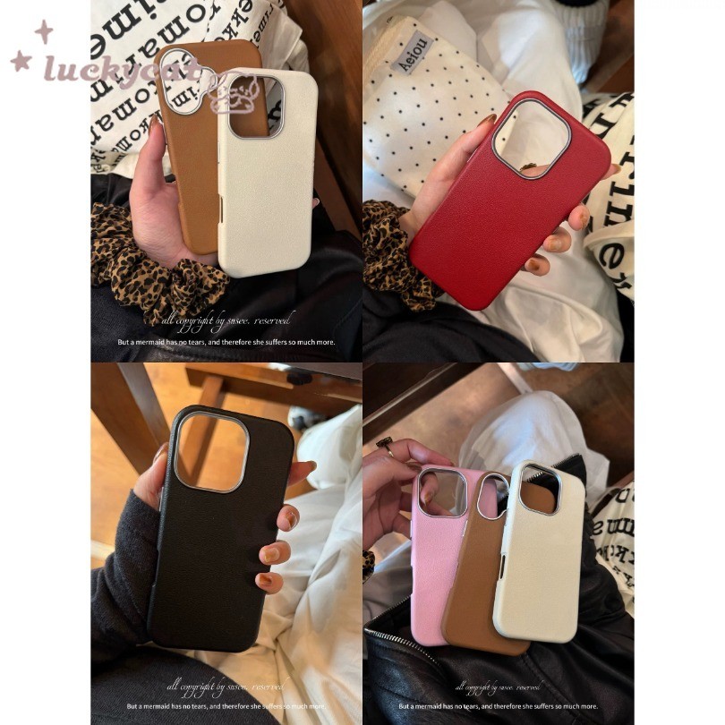 Iphone 16 15 14 13 12 11 Pro Max X Xr Xs Max เคสโทรศัพท์ Ins Simple Candy Color Soft ฝาหลังหนัง