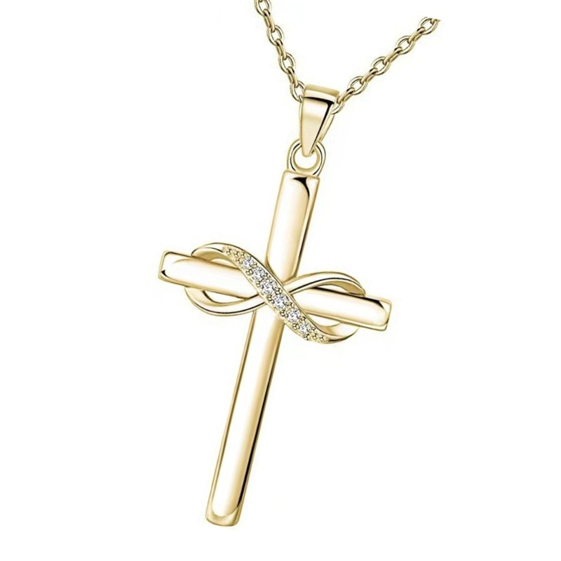 Ww ปรับคอ Chain Gold Faith สร้อยคอ Brilliant Rhinestones ตกแต่งสําหรับเพิ่มชุดใด ๆ หรือ Evening Atty