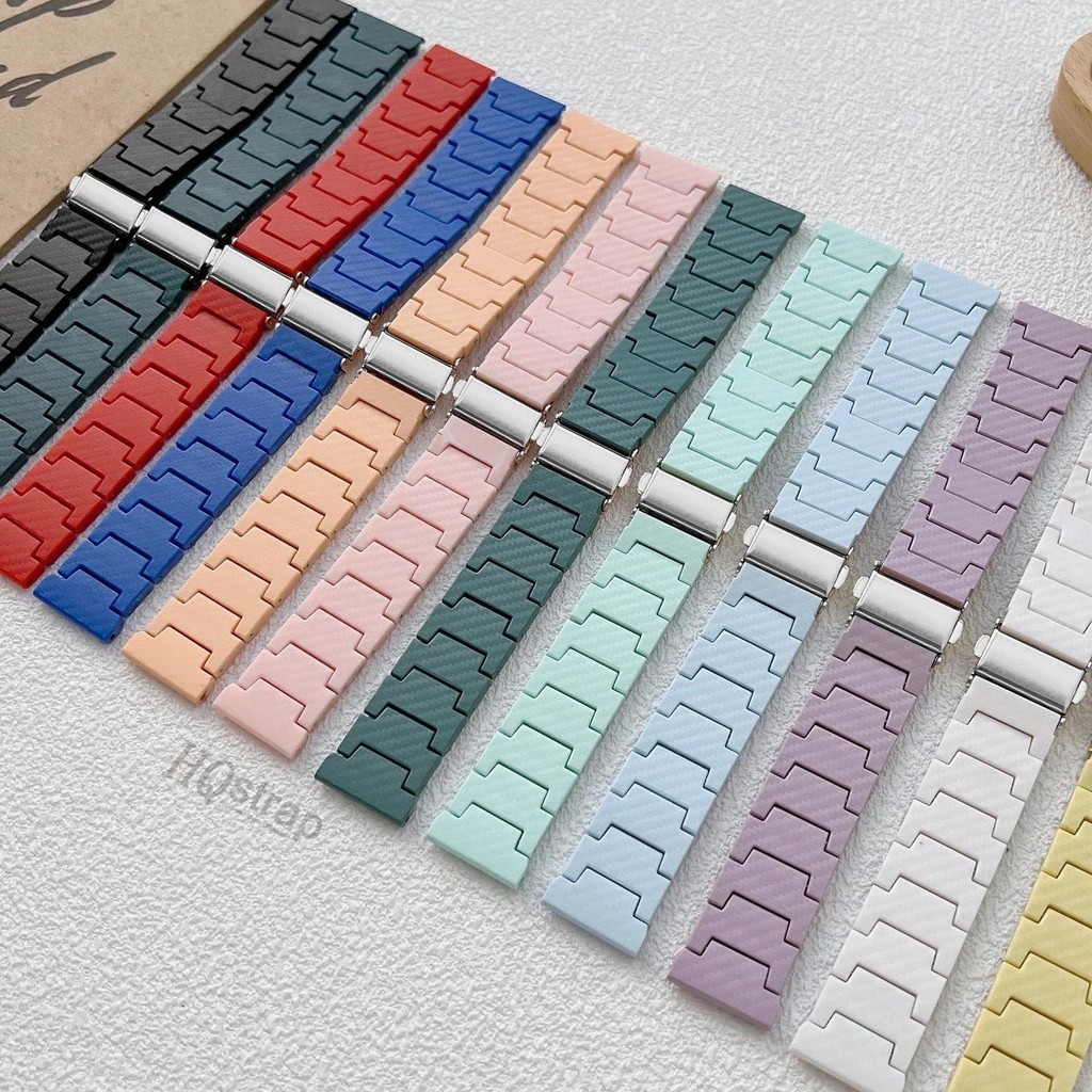 สายพีซีลายคาร์บอนไฟเบอร์ขนาด 20 มม. 22 มม. สายนาฬิกาทดแทนสากลสําหรับผู้หญิงผู้ชายสร้อยข้อมือกันน้ํา