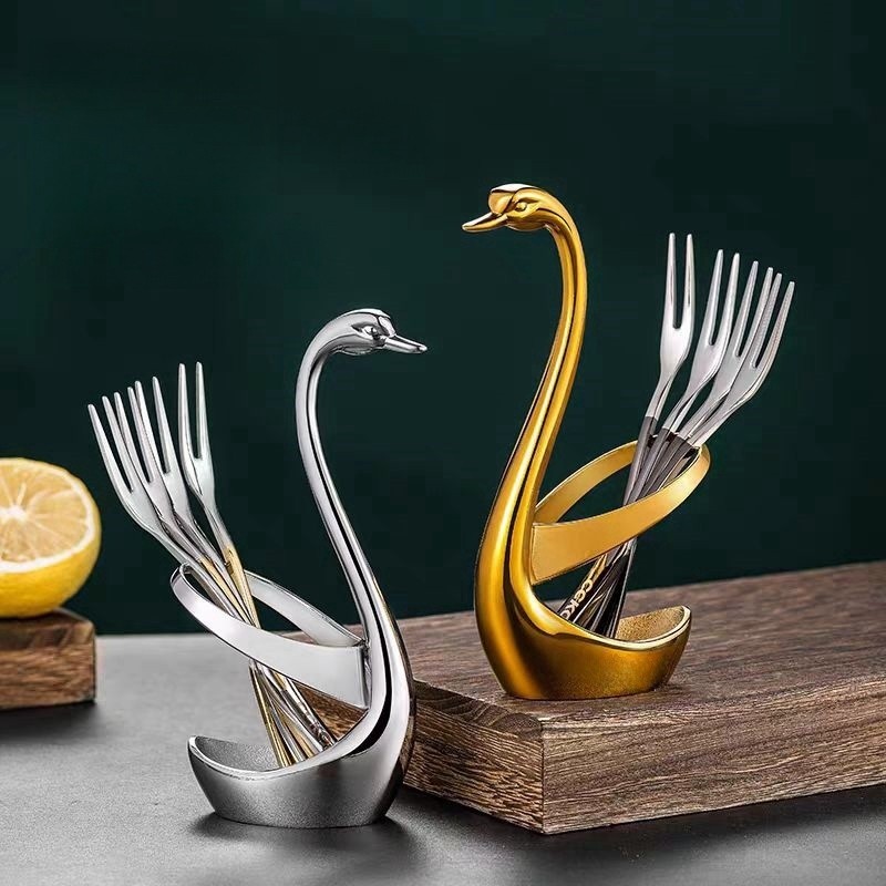 ที่ใส่ช้อนส้อม สเเตนเลสรูปหงส์ดีไซด์สวยงาม ใช้สำหรับในครัวเรือนวางบนโต๊ะอาหาร *พร้อมส่งจากไทย