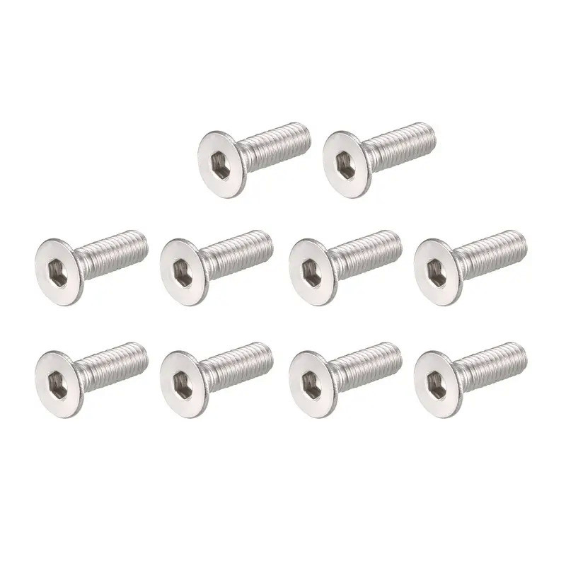 Uxcell 100pcs M3 x 8mm M3 x 10mm Metric 304 Stainless Steel Hexagon Hex Socket Countersunk Flat Head