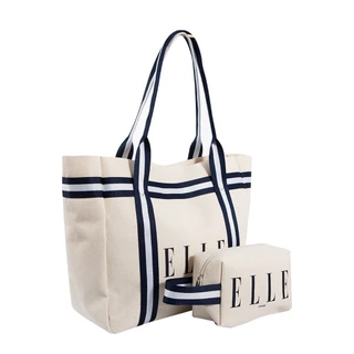 ELLE HOMME SHOPPING BAG ผ้าแคนวาส รุ่นแถมกระเป๋าใบเล็ก ปากกระเป๋าติดแป๊กแม่เหล็ก H8H014