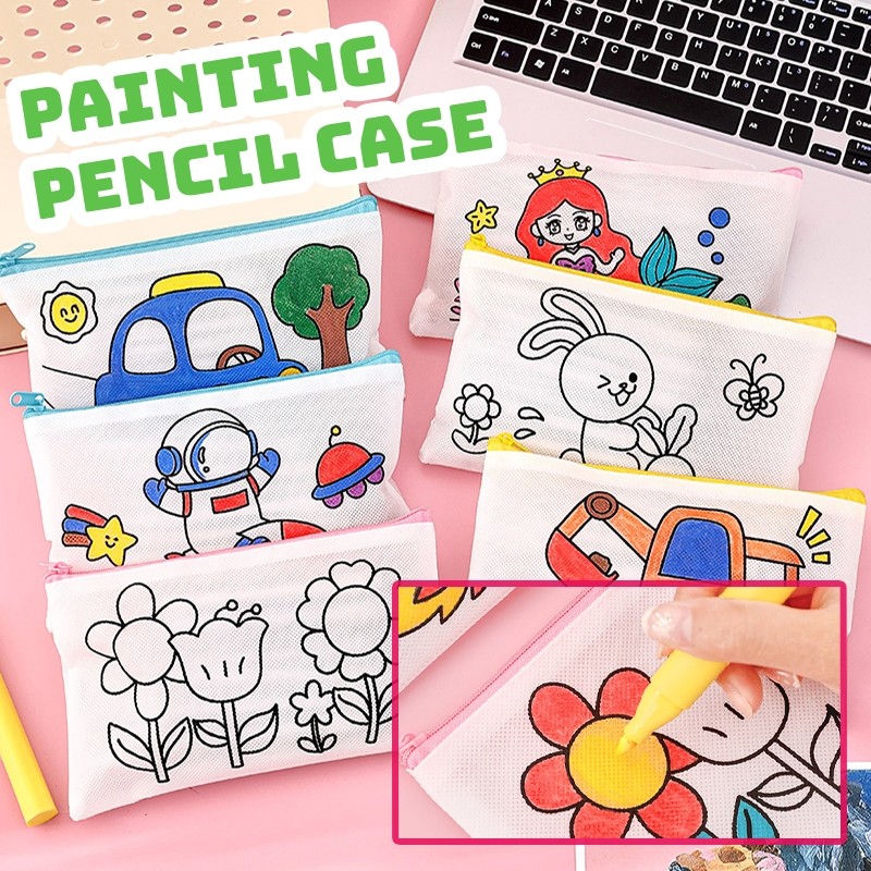 เด็กสร้างสรรค์ DIY Handmade Graffiti ดินสอไม่ทอกระเป๋าเครื่องเขียนของขวัญนักเรียน SG136