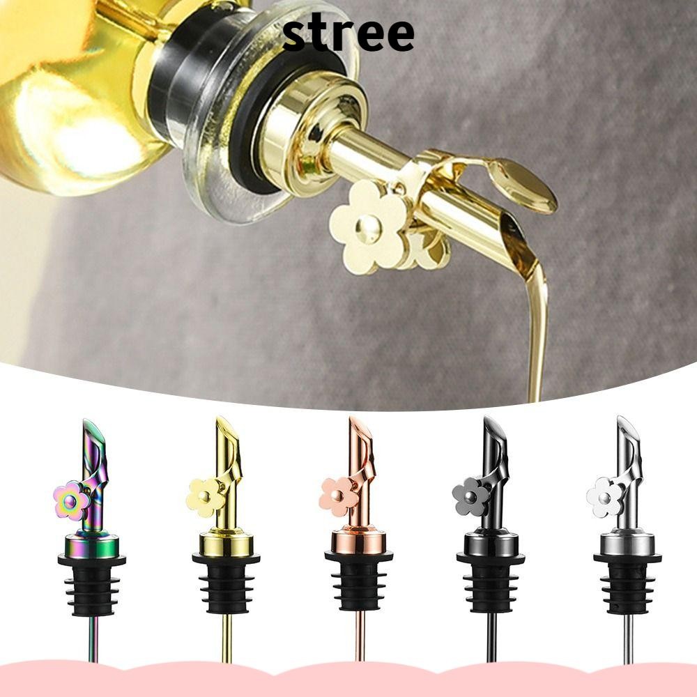 Stree Oil Stopper Cap, 304 สแตนเลส Leakproof Pourer หัวฉีด, Auto เปิดปิด Plum Blossom ประเภทขวดเหล้าปลั๊ก