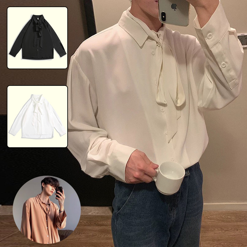 Ershenshi เสื้อเชิ้ตผู้ชายสไตล์เกาหลีอินเทรนด์คู่เสื้อหลวมเข้ากันทั้งหมด