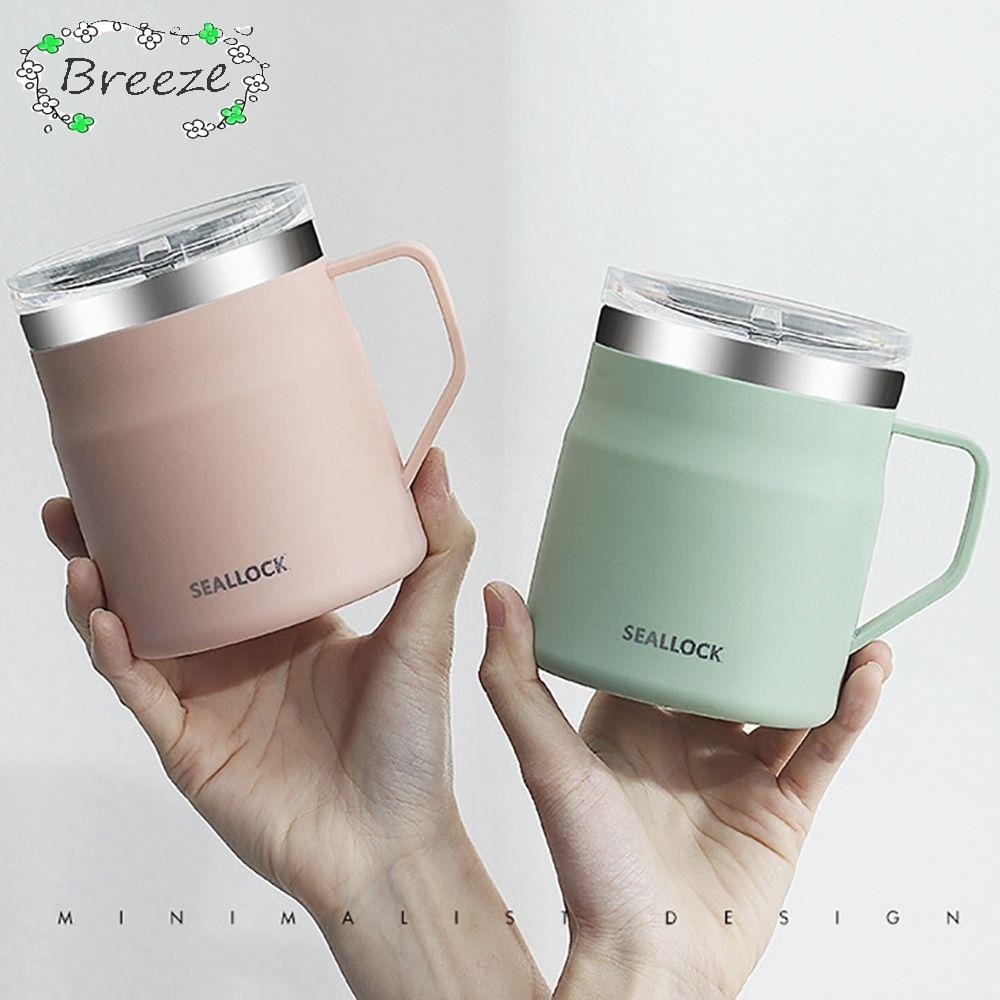 ถ้วยน้ํา บรีซ พร้อมฝาปิดแก้วกาแฟสองชั้น304สแตนเลสสํานักงานฉนวน เครื่องดื่ม