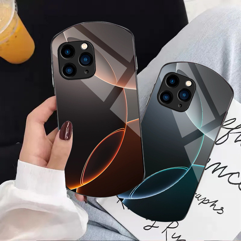 เคสโทรศัพท์ iPhone 16 ProMax radient lines รูปไข่แก้วกันกระแทก Hard สําหรับ iPhone 15Pro Plus iPhone 11 iPhone 15 14 13 12 7P/8P 6/6S XsMAX Xr 6p/6SP
