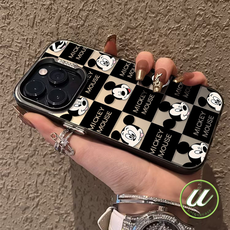 การ์ตูนอินเทรนด์สีดำมิกกี้เมาส์เย็นดูเดิลเคส Samsung A05 A14 A54 A53 A24 A03s A55 A34 A11 A30s A03 A12 A02s A15 A13 A05s