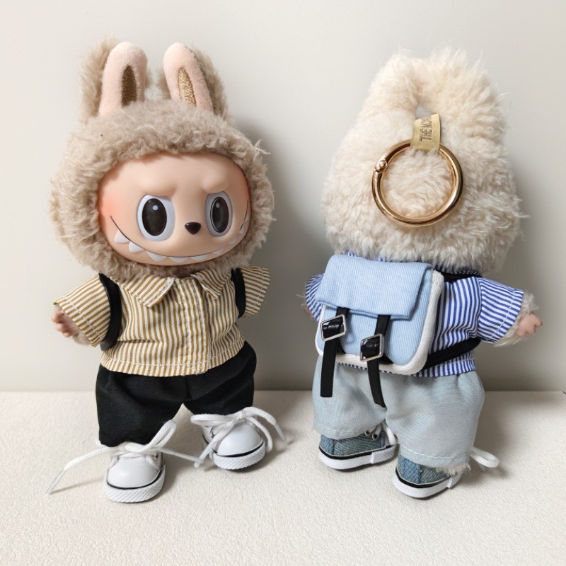 (เฉพาะผ้า) สําหรับ 17 ซม. labubu จี้เสื้อผ้าลายเสื้อกางเกงชุดกระเป๋า labubu Wa เสื้อผ้าสําหรับ labu ผ้า
