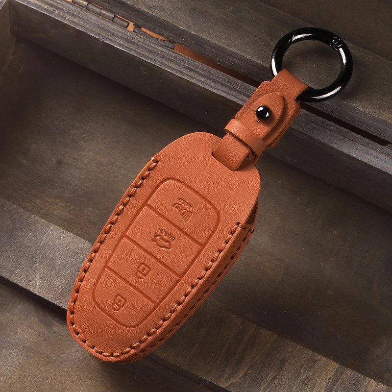 Leather car key case cover fob for Hyundai Sonata SEL EV 6 EV 8 Ioniq 5 Nexo DN8 fe Tucson Sonata St