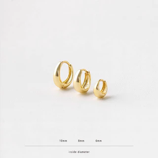 Roselife 1 คู่ 14k Gold Glossy Chunky Droplet Hoop ต่างหูสําหรับผู้หญิงแฟชั่น Pirced หูวงกลมเครื่องประดับ