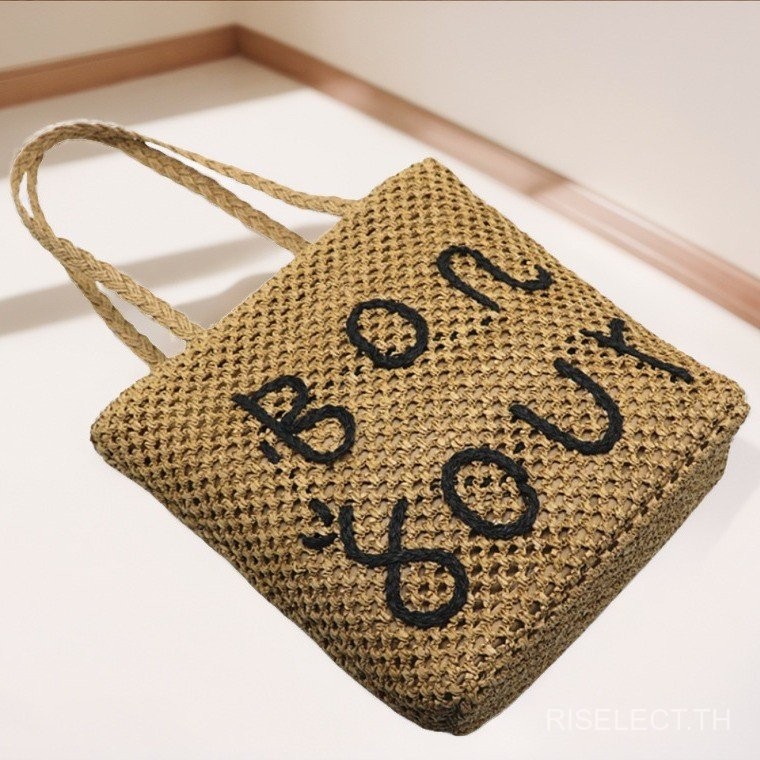 In-stock fast shipping2024New Letter Woven Bag Single Shoulder Beach Straw Bag Simple and Elegant N0