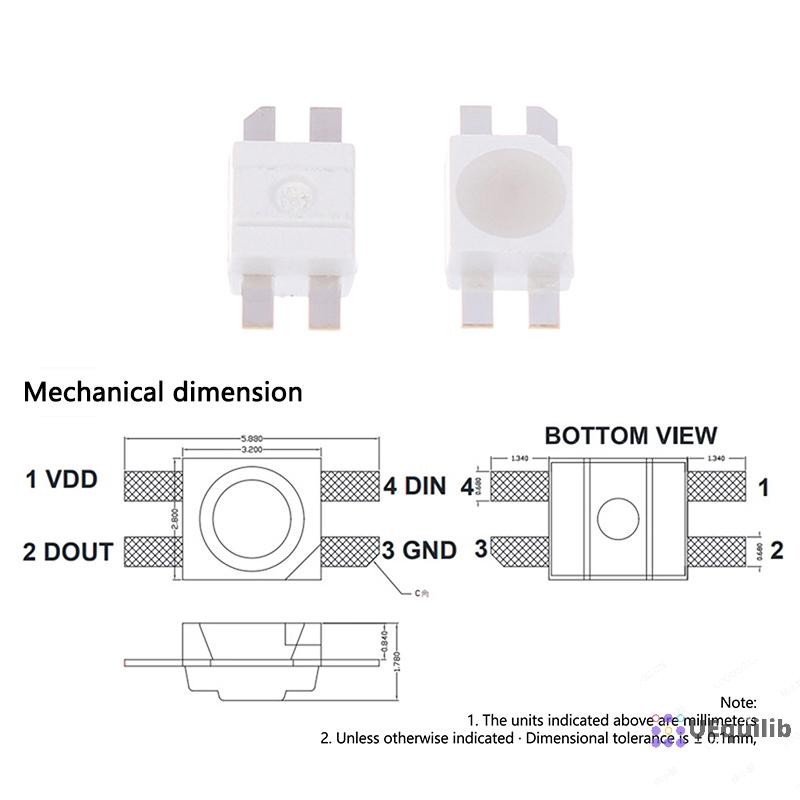 Uequilib 50 ชิ้น 6028/3528-WS2812B RGB (Similar ถึง WS2812B) ชิป LED พิกเซล SMD ในตัว IC โปรแกรม RGB สีสัน LED โคมไฟลูกปัดใหม่