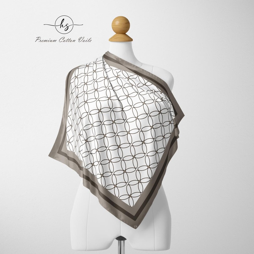 HARMONY CC Tudung Bawal Cotton Voile PREMIUM Square Hijab พิมพ์ B45+
