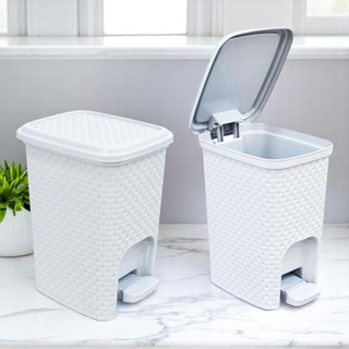 Lixeira 7L Pedal Com Tampa Rattan Ideal Para Banheiro Cozinha Escritório Casa