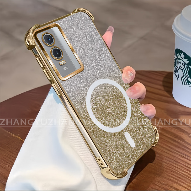 กันกระแทก Case สําหรับ Vivo Y76 5G Y76S เคสโทรศัพท์ 2025 กระดาษแฟลชใหม่แม่เหล็ก softCase SZ13