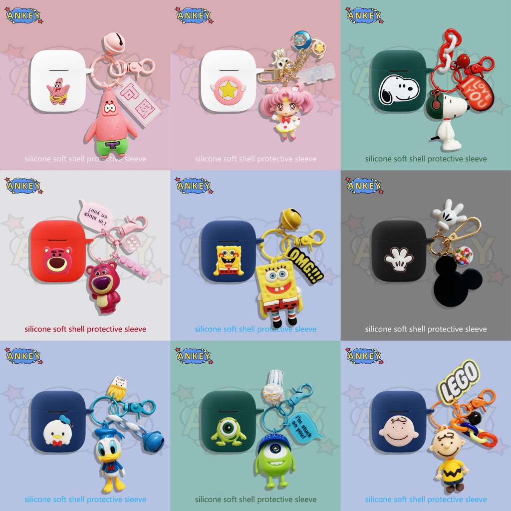 For Marshall Minor IV / III Earphone Silicone Case Earbuds Strawberry Bear Waterproof Shockproof Soft Protective Headphone Cover Headset Skin with Pendant