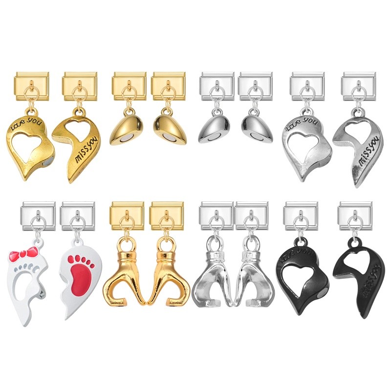 ดูดแม่เหล็ก ใหม่แฟชั่น Magnetic Attraction Heart Sliver Charm อิตาเลี่ยน Links Fit 9 มม.สร้อยข้อมือสแตนเลสเครื่องประดับ DIY ทํา คู่รัก - รูปที่ 2