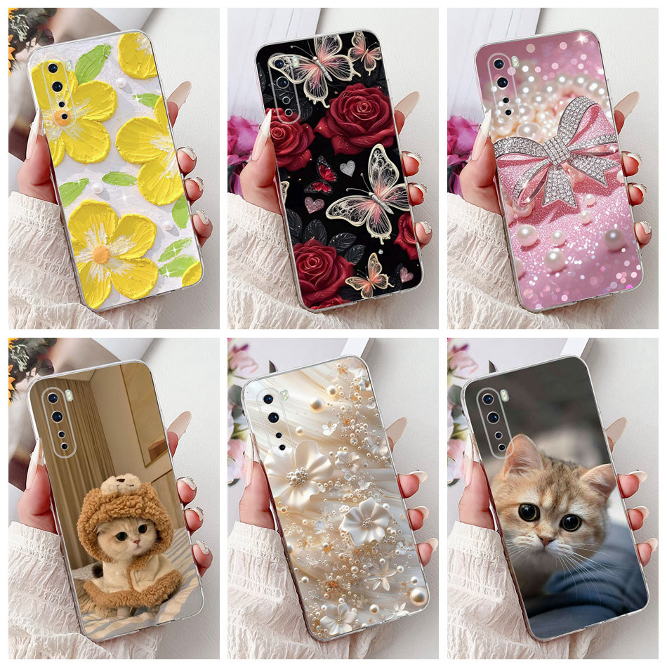 สําหรับ OnePlus Nord / 8 Nord 5G / Z AC2001 AC2003 Elegant Floral Cat เคสโทรศัพท์ 1+ Nord 5G ซิลิโคนอ่อนนุ่ม TPU กรณี