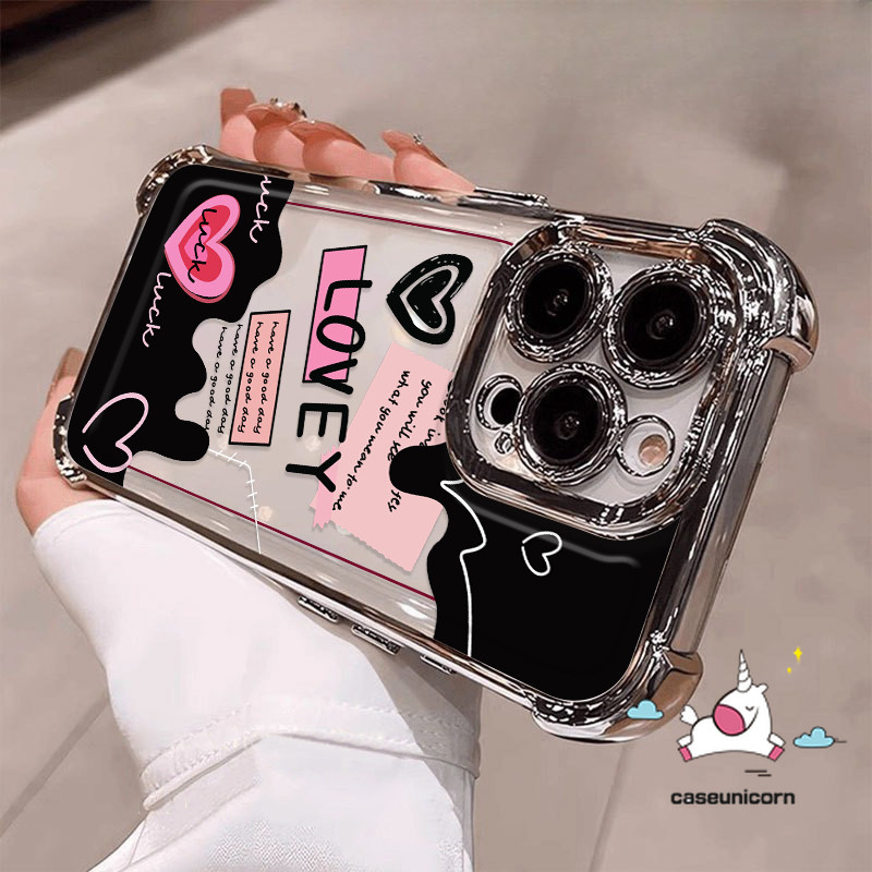 สําหรับRedmi 13C 13X 14C 12C A3 9C 9T 13 9A 10 10A 9 10C A1 A2 หมายเหตุ 12 13 11 9 11s 10s Pro Max Poco C75 C55 C61 X3 Pro Slimการ์ตูนหัวใจ เคสป้องกันการตกภาษาอังกฤษ