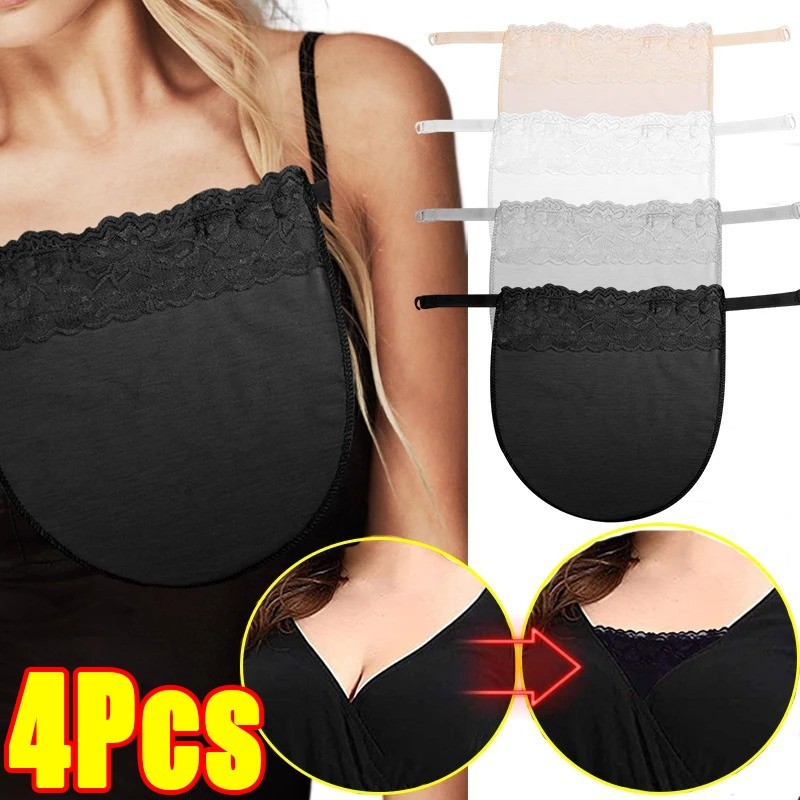 1/4ชิ้นระบายอากาศไร้ร่องรอยหน้าอกปก-ยืดหยุ่นป้องกันแสงสะท้อนลูกไม้ยกทรง-แฟชั่นสบายสบายๆเสื้อผ้าอุปกรณ์เสริม