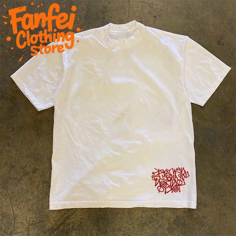 (จัดส่งตลอด 24 ชั่วโมง)Fanfei tshirt oversize White T-shirt -ผ้าฝ้ายแฟชั่นคอกลมแข