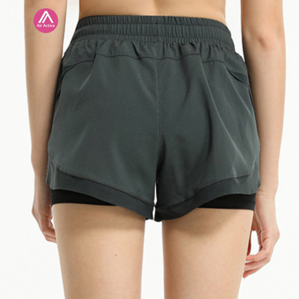 Airactive Leisure  Casual Yoga Sports Shorts Mesh-stitching Adjustable Waist Lining Moisture-wicking