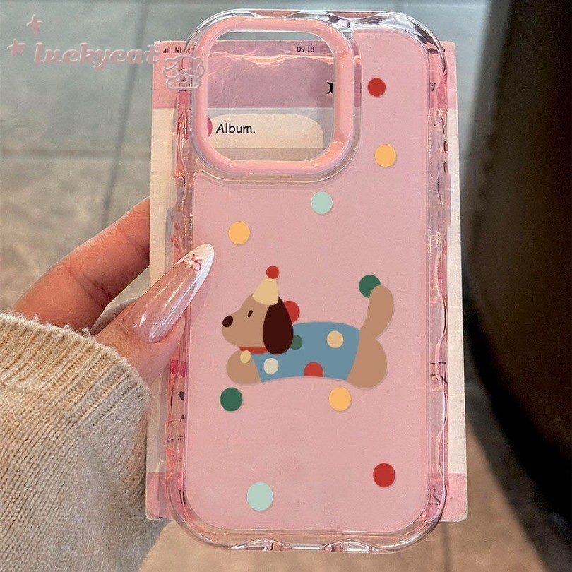 เข้ากันได้กับ iPhone 16 15 14 13 12 11 Pro Max X Xr Xs Max เคสโทรศัพท์ Ins น่ารักสีสัน Polka Dot Puppy สี Jelly นุ่มปกหลัง ราคา ถูกที่สุด ดีลบีเคเค แกลเลอรีภาพที่ 3