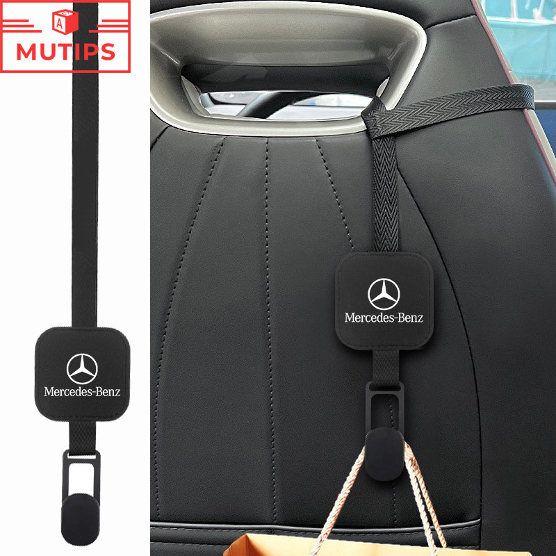 Mercedes Benz รถกีฬาแบบบูรณาการที่นั่งด้านหลังหนังนิ่มสีดําตะขอโลหะขวดน้ํากระเป๋าถือสําหรับ W211 W212 W206 W124 W205 C Class W207 W204 W220 W213 W218 W222