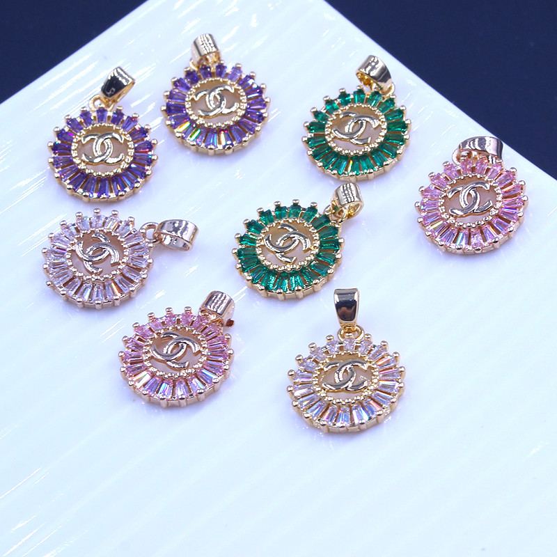 ทองแดงสี Retention Micro-Inlaid Zircon จี้ทําด้วยมือ DIY Rare Earth Glass พู่เดี่ยว Hairpin สร้อยคอส