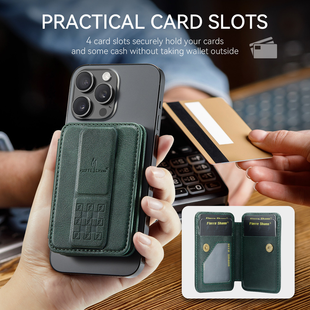 การ์ดแม่เหล็กกระเป๋าสตางค์หนังกระเป๋าวงเล็บออกแบบ Universal สําหรับ IPhone 12/13/14/15/16 Pro Max S2