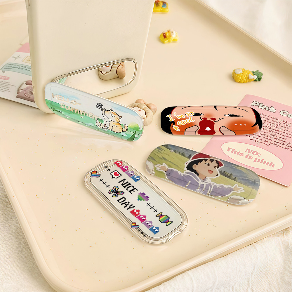 การ์ตูนน่ารัก ขาตั้งโทรศัพท์มือถือ กระจกพับได้ พับได้ สากล / แบบพกพา ที่มองไม่เห็น ที่วางโทรศัพท์ตั้งโต๊ะ  Stand Holder - รูปที่ 2