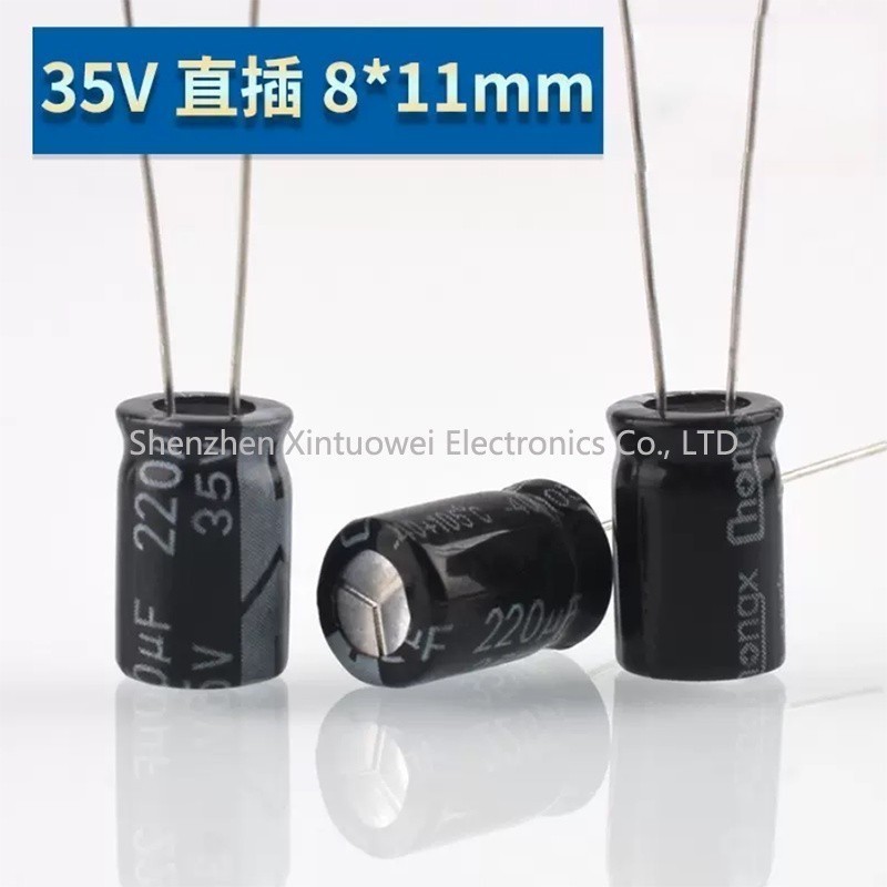 20 ชิ้น/ล็อต 35V 220UF ยาว Lifespan ชาร์จโดยตรงตัวเก็บประจุไฟฟ้า 220UF35V 8X11 มม.
