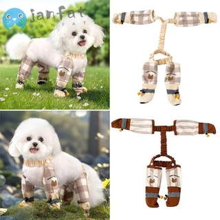 JANFAT Pet Strolling Going Out Pants,แถบสะท้อนแสงกันฝุ่นสุนัขกางเกงสี่ขา,แฟชั่นป้องกันขาปรับกันน้ําสุนัข Boot Leggings Pet Strolling